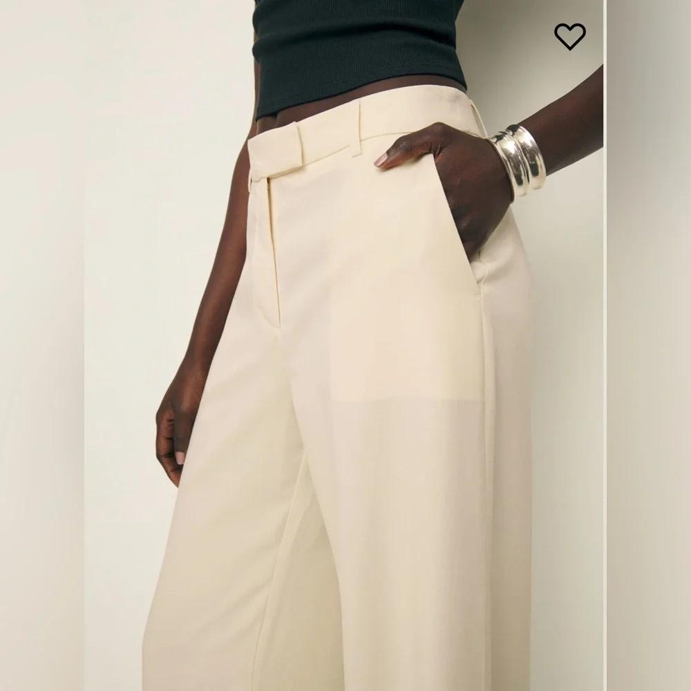 NWT Reformation Carter Mid Rise Pant in Sugar Size 6 Neutral Straight Leg Pants - Picture 4 of 10
